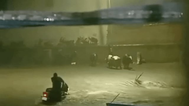 Biker swept away in Ahmedabad during heavy rains.