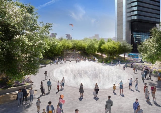 Recreación del futuro Parque Castellana, a los pies de las cinco torres