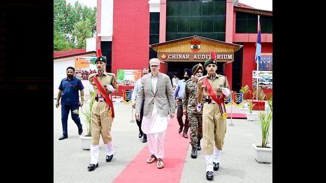 Jammu and Kashmir chief minister Omar Abdullah during an NCC event in Srinagar on Thursday. (ANI)
