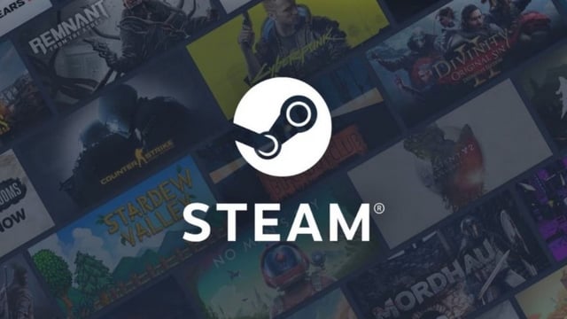 Steam logo over games background