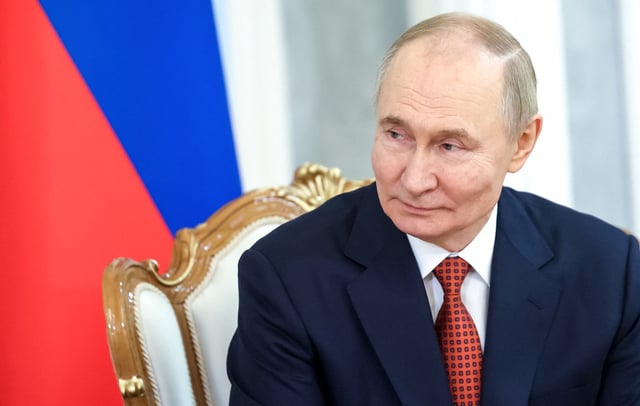 Russian President Vladimir Putin meets with Crown Prince of Abu Dhabi and Chairman of the Abu Dhabi Executive Council Sheikh Khaled bin Mohamed bin Zayed Al Nahyan on the sidelines of the Eurasian Economic Union summit, in Minsk, Belarus June 27, 2025. Sputnik/Alexander Kazakov/Pool via REUTERS