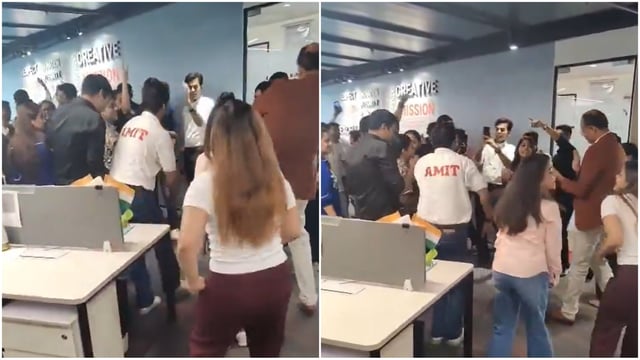 Videos of employees dancing and celebrating at the office went viral on social media, drawing sharp criticism over the timing.