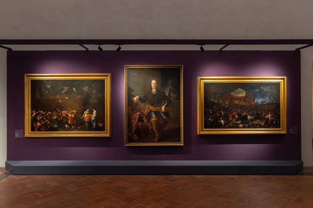 This portrait of Ferdinando de’ Medici, Grand Prince of Tuscany (center), by Anton Domenico Gabbiani, was damaged after a visitor tripped while posing for a photo with the artwork.