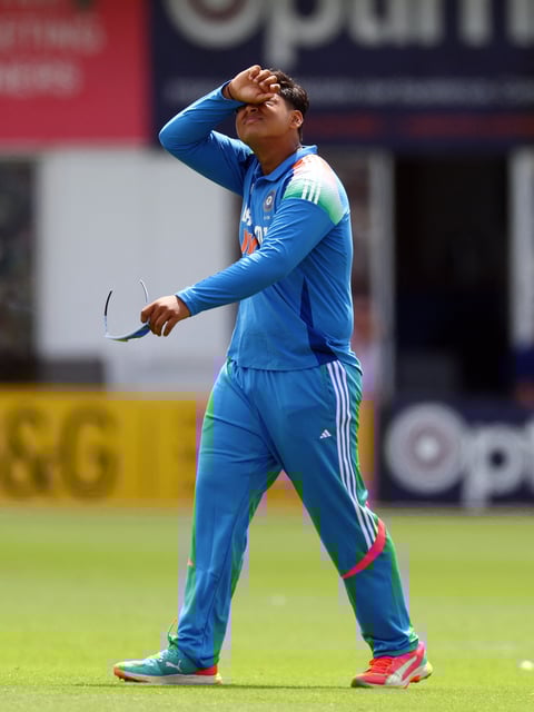 Cricket - Youth One Day Match - England Under-19's v India Under-19's - The County Cricket Ground, Hove, Britain - June 27, 2025 India's Vaibhav Suryavanshi reacts Action Images via Reuters/Matthew Childs