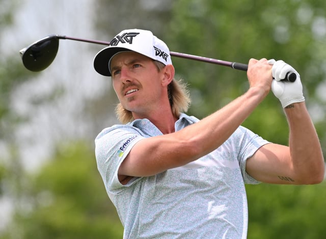 Jun 8, 2025; Caledon, Ontario, CAN;   Jake Knapp hits his tee shot at the fifth hole during the final round of the RBC Canadian Open golf tournament. Mandatory Credit: Dan Hamilton-Imagn Images/File Photo