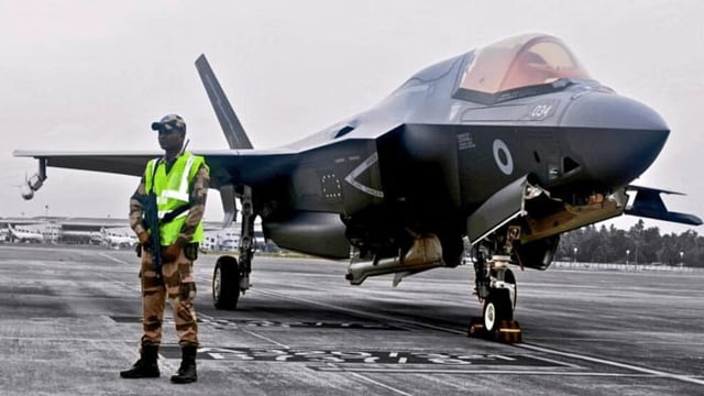 File photo of UK Royal Navy’s F-35B fighter jet in Thiruvananthapuram | Photo: X/@CISFHQrs