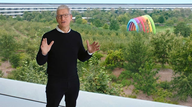 Apple CEO Tim Cook at Apple Park in Cupertino. Apple spent $517 million this week to buy office campuses in Sunnyvale and Cupertino, reinforcing its deepening presence in Silicon Valley.