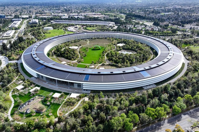 A view of Apple Park in the corporate headquarters of Apple Inc. in Cupertino. Apple spent $517 million this week to buy office campuses in Sunnyvale and Cupertino, reinforcing its deepening presence in Silicon Valley.