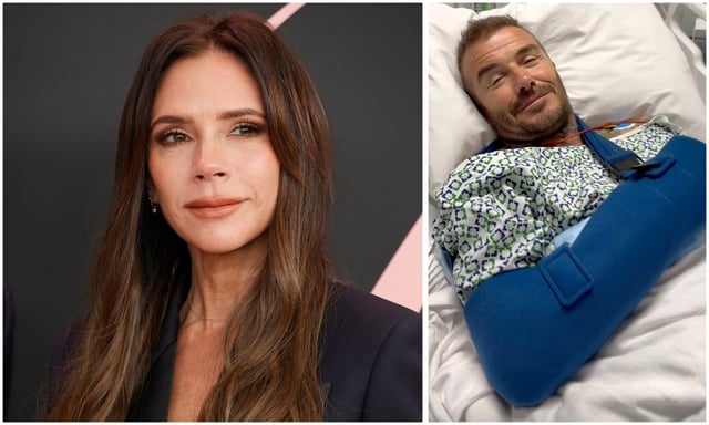 Victoria Beckham shared a picture of husband David Beckham in the hospital on Friday. (Instagram / victoriabeckham)