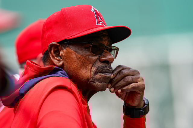 Jun 4, 2025; Boston, Massachusetts, USA; Los Angeles Angels manager Ron Washington (37) watches from the dugout against the Boston Red Sox in the first inning at Fenway Park. Mandatory Credit: David Butler II-Imagn Images/File Photo