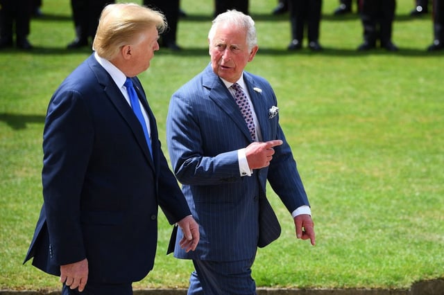 Donald Trump is to be wooed by King Charles when the US President visits the UK (Photo by Victoria Jones / POOL / AFP)