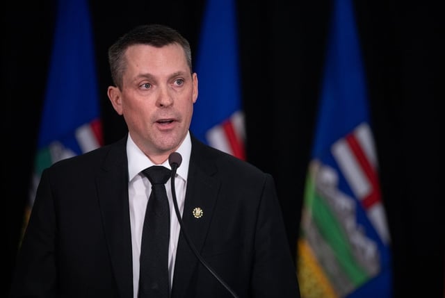 Alberta Finance Minister Nate Horner presents the Alberta 2025 budget in Edmonton, Thursday, Feb. 27, 2025. 