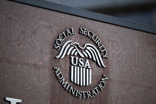A sign in front of the entrance of the Security Administration&#39;s main campus on March 19, 2025 in Woodlawn, Maryland.