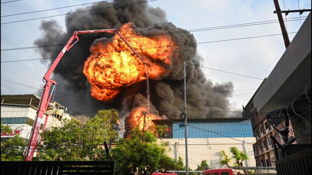 Drums that stored chemicals at the factory exploded. (Sunil Ghosh/HT Photo)
