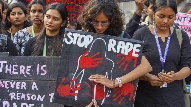 Students stage a protest against the alleged rape and murder of a Kolkata based trainee doctor.