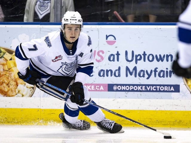 The Flames selected Victoria Royals centre Cole Reschny with the No. 18 pick in the 2025 NHL Draft. Photo by Kevin Light, courtesy of Western Hockey League