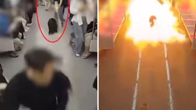 Snippets from a viral video show a fire inside a subway in Seoul. 