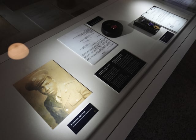 Artifacts are displayed inside the Buffalo Soldiers National Museum on Friday, June 27, 2025, in Houston, Texas. (AP Photo/Ashley Landis)