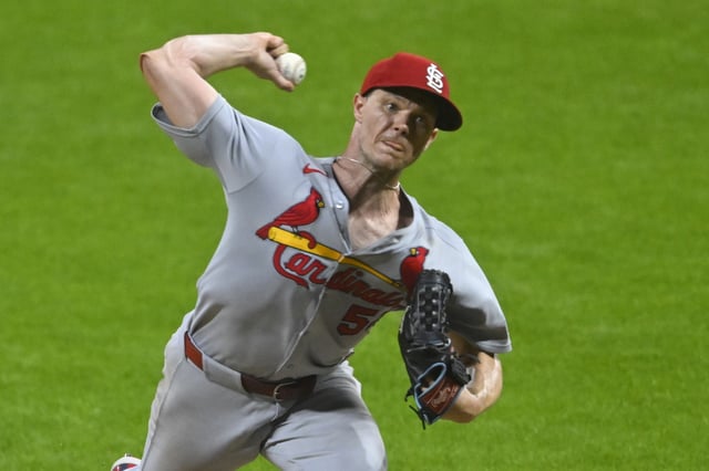 Jun 27, 2025; Cleveland, Ohio, USA; St. Louis Cardinals starting pitcher Sonny Gray (54) delivers a pitch in the ninth inning against the Cleveland Guardians at Progressive Field. Mandatory Credit: David Richard-Imagn Images