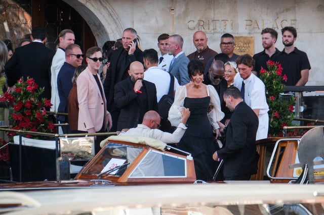 Kris Jenner and Corey Gamble leave Gritti Palace Hotel, on the second day of the wedding festivities of Amazon founder Jeff Bezos and journalist Lauren Sanchez in Venice, Italy, June 27, 2025. REUTERS/Manuel Silvestri