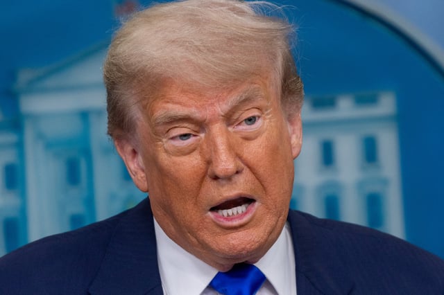 President Donald Trump speaking during a press conference in the James S. Brady Briefing Room at the White House, on June 27, 2025, in Washington D.C.