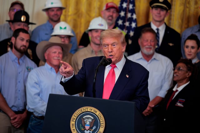 WASHINGTON, DC - JUNE 26: U.S. President Donald Trump delivers remarks as he hosts a "One, Big, Beautiful" event in the East Room of the White House on June 26, 2025 in Washington, DC. Trump held an event to urge the passage of the "One, Big, Beautiful Bill," Trump's signature tax-and-spending agenda. (Photo by Chip Somodevilla/Getty Images)