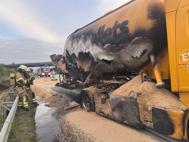 Durch die Hitze der Flammen wurde der Pellet-Tank zerstört.