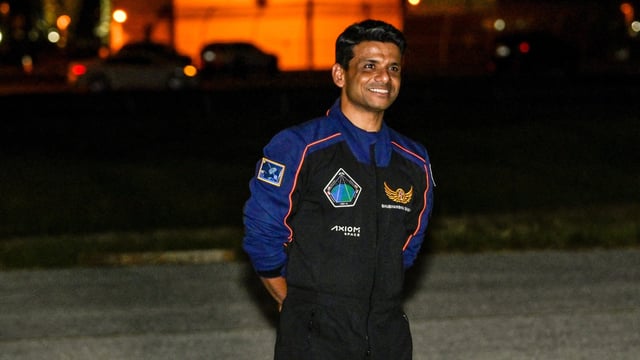A Falcon 9 rocket carrying the Axiom-4 crew of four astronauts lifted off from Kennedy Space Center Launch Complex 39A on a mission to the International Space Station on Wednesday. In pic: India's Shubhanshu Shukla.