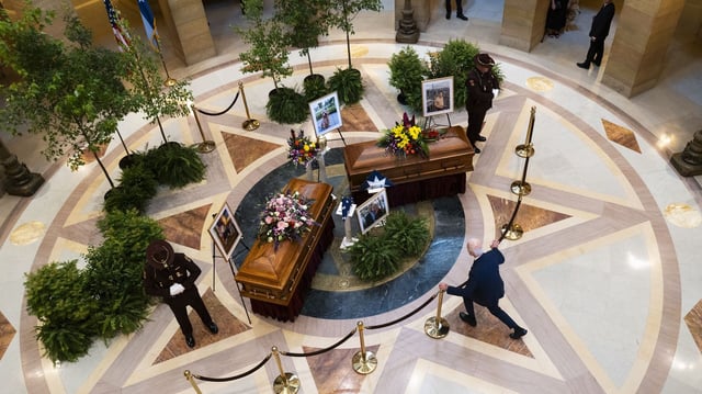 President Biden made an unannounced visit to the public memorial Friday. Photo: Stephen Maturen/Getty Images