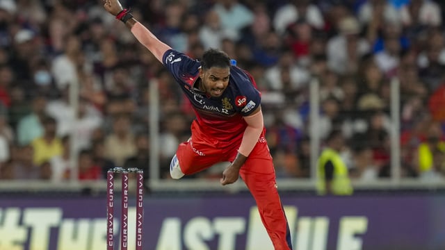 Ahmedabad: Royal Challengers Bengaluru's Yash Dayal bowls a delivery during the Indian Premier League