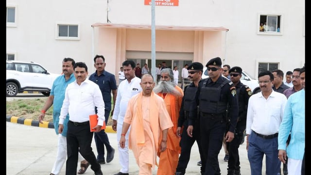 UP CM Yogi Adityanath on June 28 inspecting a venue in Gorakhpur where the President is proposed to attend an event. (Sourced)