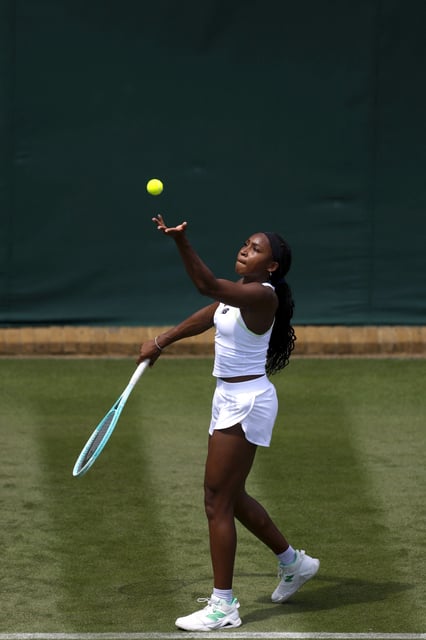 Tennis - Wimbledon - All England Lawn Tennis and Croquet Club, London, Britain - June 28, 2025 Coco Gauff of the U.S. during a practice session REUTERS/Andrew Couldridge
