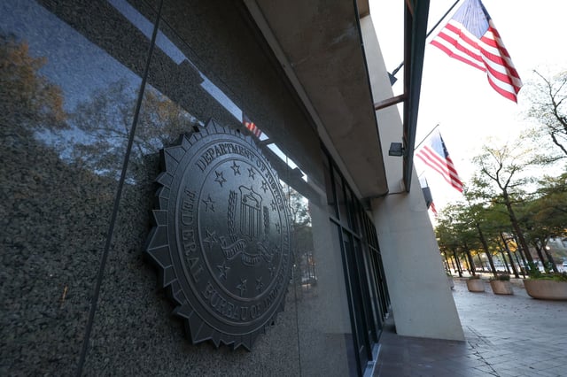 The FBI seal outside the J. Edgar Hoover FBI Building, Friday, Nov. 8, 2024, in Washington.