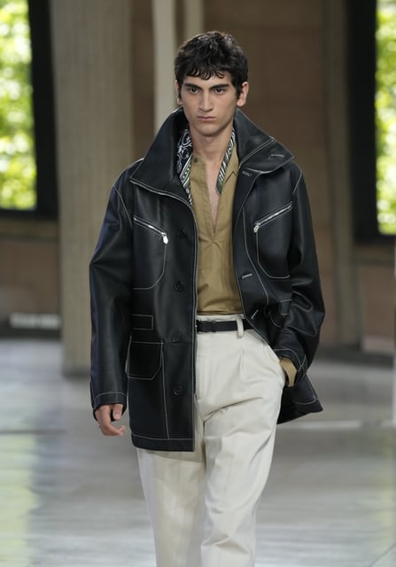 A model wears a creation as part of the men's Hermes Spring-Summer 2026 collection, that was presented in Paris Saturday, June 28, 2025. (AP Photo/Michel Euler)