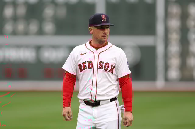 BOSTON, MASSACHUSETTS - MAY 21: Alex Bregman #2 of the Boston Red Sox warms up before a game against the New York Mets at Fenway Park on May 21, 2025 in Boston, Massachusetts.