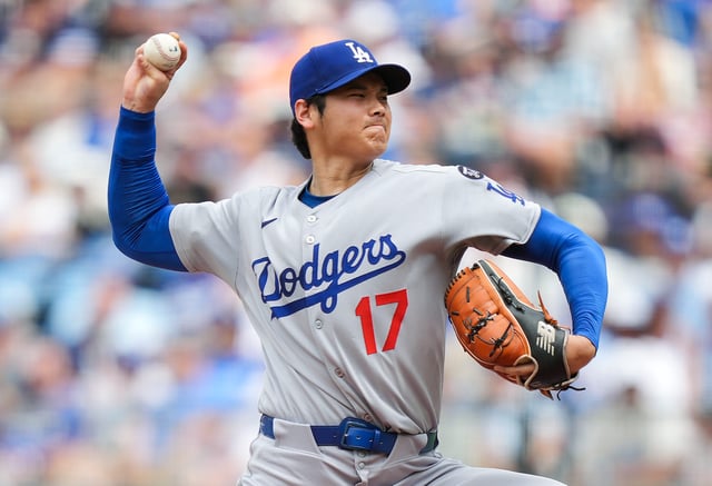 Shohei Ohtani of the Los Angeles Dodgers pitches during the second inning against the Kansas City Royals at Kauffman Stadium on June 28, 2025 in Kansas City, Missouri.