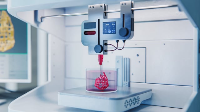 3D Render Of Medical Laboratory Bioprinting a 3D Organ.
