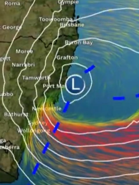 A powerful low-pressure system is expected to bring wet and windy weather to Australia's east coast. Australian Bureau of Meteorology