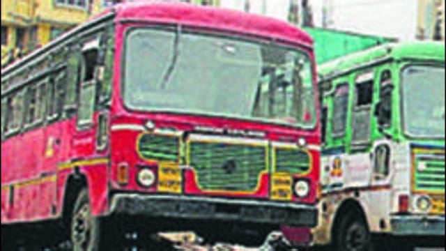 Mumbai, India –08 June 2018: A View of ST buses lined up at the Mumbai Central depot, after Maharashtra State Road Transport Corporation (MSRTC) workers went on a flash strike, in Mumbai, on Friday, June 08, 2018. (Photo by Bhushan Koyande/HT)