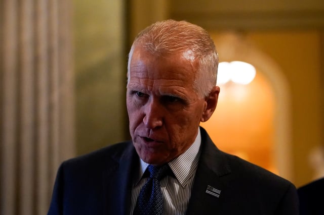 Sen. Thom Tillis, R-North Carolina, speaks to reporters as Republican lawmakers struggle to pass President Donald Trump’s sweeping spending and tax bill, on Capitol Hill in Washington, D.C., on June 27, 2025.