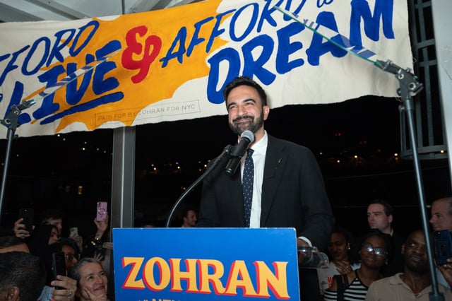 Zohran Mamdani speaks at his victory party in Queens early Wednesday, June 25, 2025 in Queens, New York. (Barry Williams/ New York Daily News)