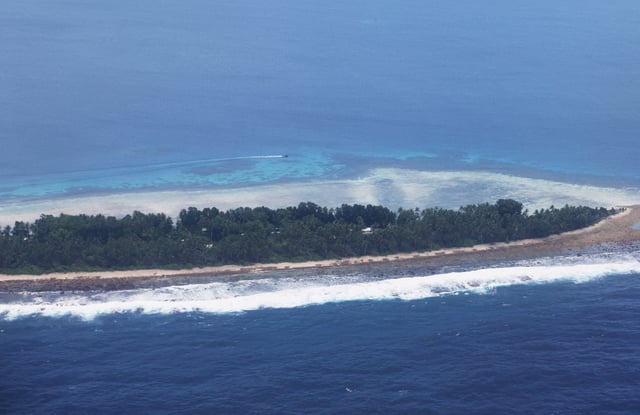 An aerial view of Funafuti, the most populous of nine atolls in Tuvalu, September 6, 2024. REUTERS/Kirsty Needham/File Photo
