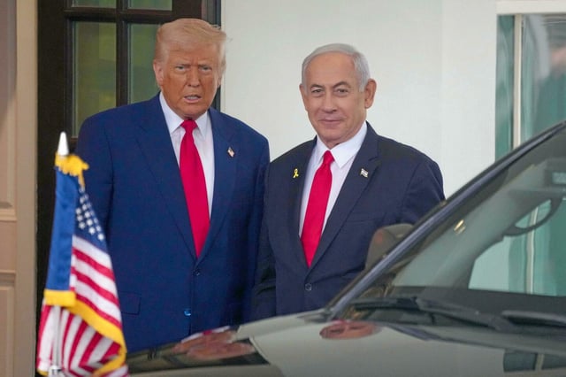 Le président américain Donald Trump et le Premier ministre israélien Benyamin Netanyahou à la Maison-Blanche, le 7 avril 2025.
