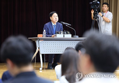 Koo Yun-cheol, nominated as the first finance minister under President Lee Jae Myung, speaks to reporters in Seoul on June 29, 2025. (Yonhap) 
