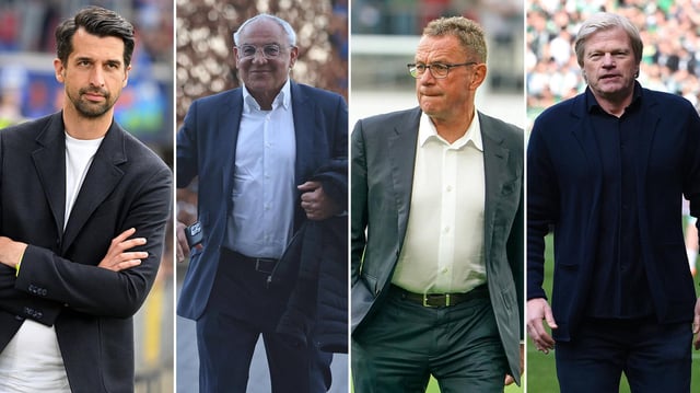 Collage Jonas Boldt, Felix Magath, Ralf Rangnick und Oliver Kahn