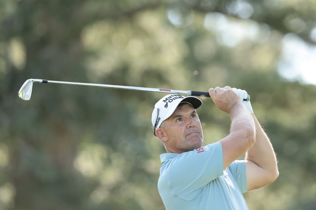 Padraig Harrington of Ireland hits a tee shot on the 12th hole during the first round of the U.S. Senior Open Championship 2025 at Broadmoor Golf Club on June 26, 2025 in Colorado Springs, Colorado.