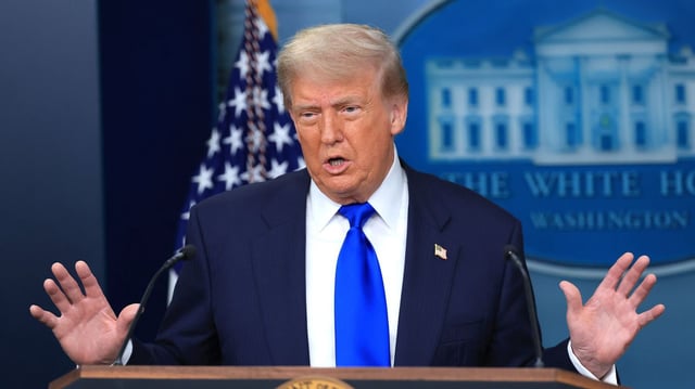 President Trump addresses reporters at the White House. Photo: Joe Raedle/Getty Images
