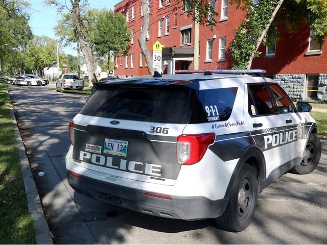File photo of a Winnipeg Police Service vehicle at the scene of a 2023 shooting.