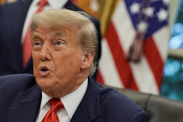 U.S. President Donald Trump speaks during a meeting with Democratic Republic of the Congo's Foreign Minister Therese Kayikwamba Wagner (not pictured) and Rwanda's Foreign Minister Olivier Nduhungirehe (not pictured) in the Oval Office at the White House in Washington D.C., June 27, 2025. REUTERS/Ken Cedeno