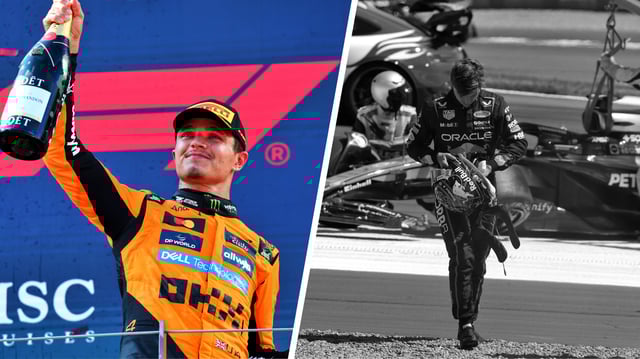 Le bonheur pour Lando Norris et McLaren, les malheurs de Max Verstappen et Red Bull.